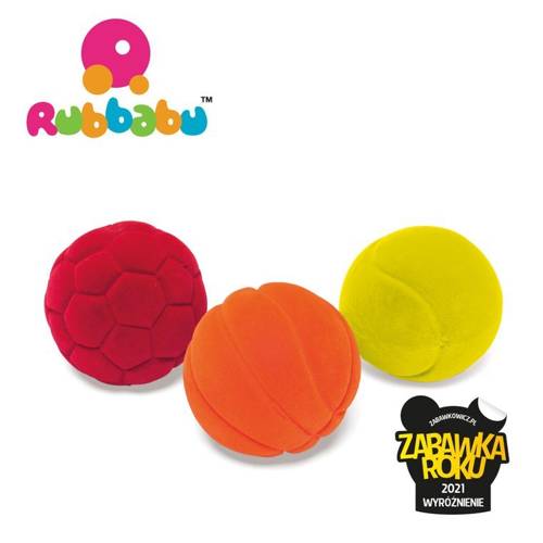 Zestaw 3 małych sensorycznych piłek sportowych – Rubbabu